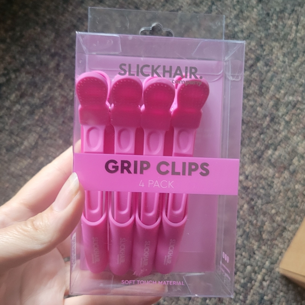 Slickhair Pink Grip Clips 4 Pack